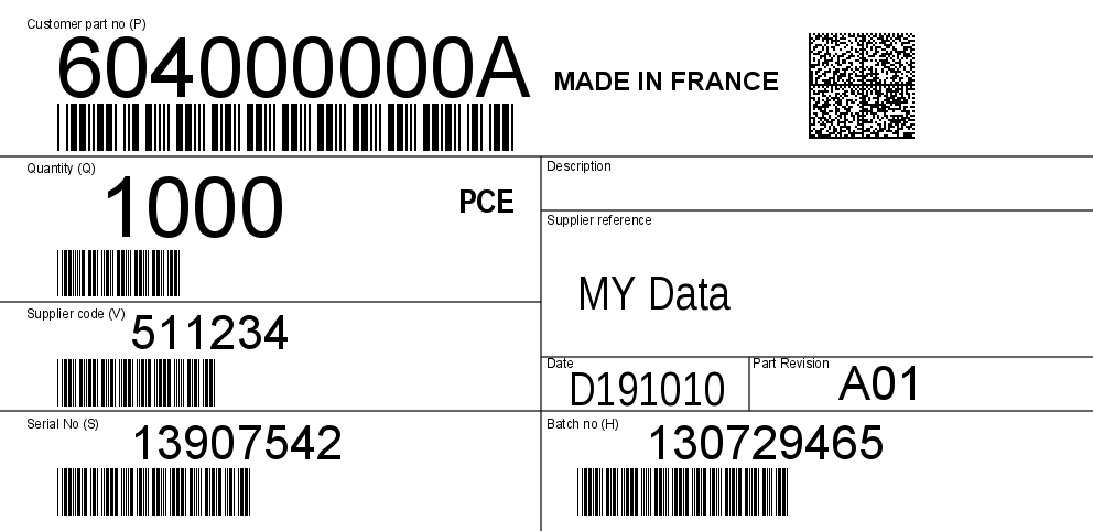 Free Online Barcode Label Printing: Autoliv AS244 Transport Label (A5)